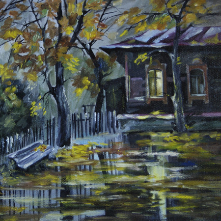 Wet Autumn, canvas, acrylic, oil, 33  40 cm., 2013