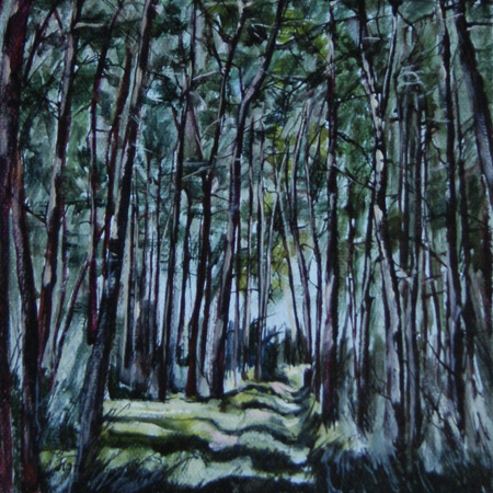 Forest Road, canvas, acrylic, ink, 33  23 cm., 2013