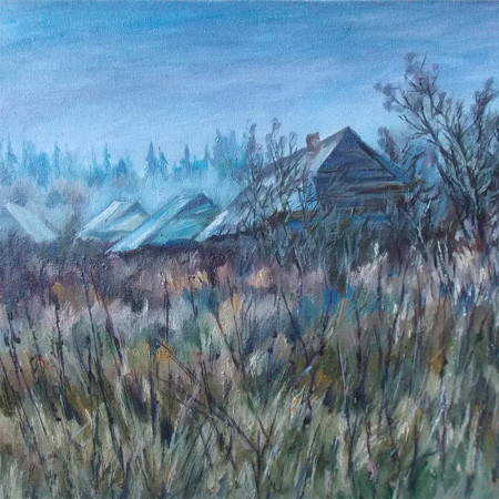 Roofs, canvas, oil, 40,5  43,5 cm., 2014