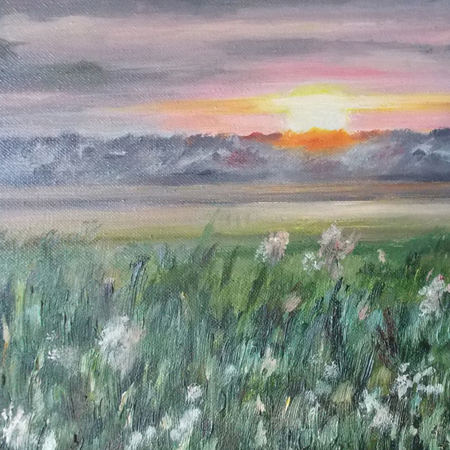 Sunset. Nizhneirtyshskoe, canvas, oil, 24  43,5 cm., 2015