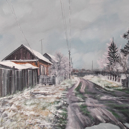 First Snow, canvas, mixed media, 44  53 cm., 2015