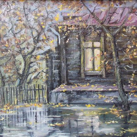 Wet Autumn-4, canvas, oil, 28  35 cm., 2016